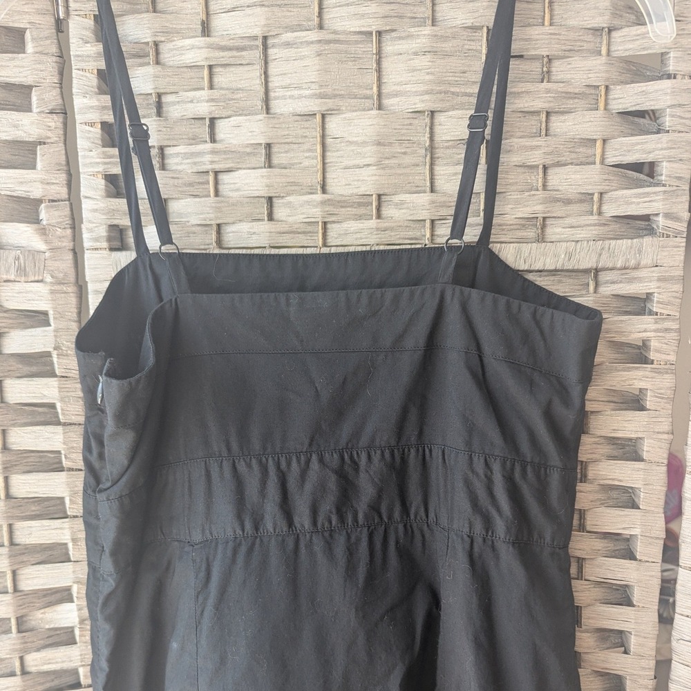 Gap Mini Dress Black Ruffle Hem Adjustable Straps Cotton Aline Sz 8 LBD Casual - Picture 10 of 11